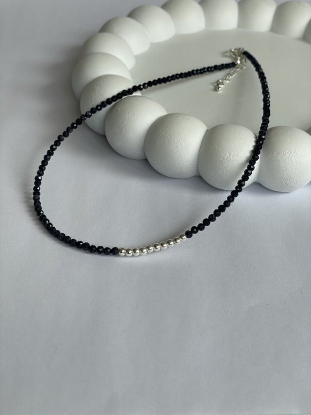 Choker z modrého živce a stříbra