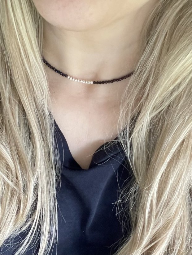 Choker z modrého živce a stříbra